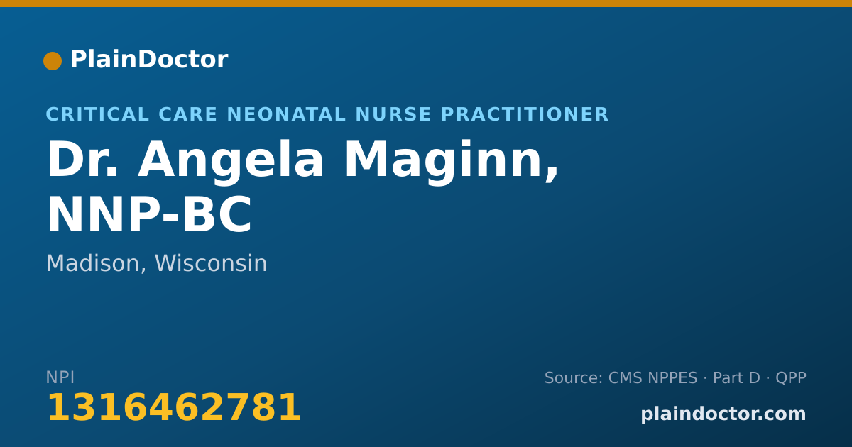 Shareable card for Angela Maginn, NNP-BC - Critical Care Neonatal Nurse Practitioner, Madison, WI