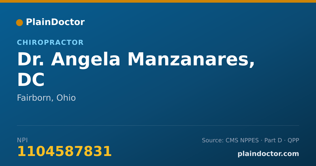 Shareable card for Angela Manzanares, DC - Chiropractor, Fairborn, OH