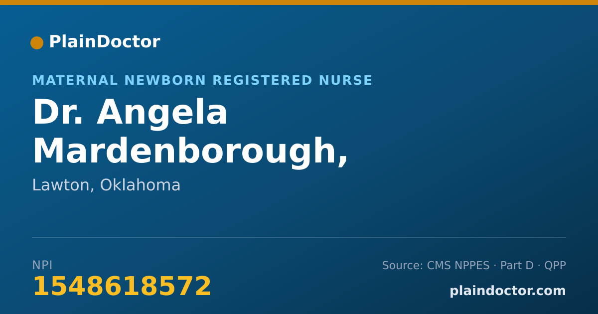 Shareable card for Angela Mardenborough, APRN-CNP - Maternal Newborn Registered Nurse, Lawton, OK