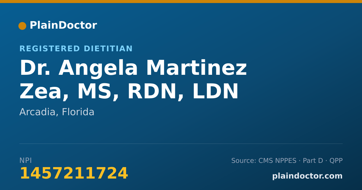 Shareable card for Angela Martinez Zea, MS, RDN, LDN - Registered Dietitian, Arcadia, FL