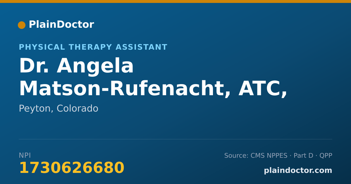 Shareable card for Angela Matson-Rufenacht, ATC, PTA, LMT - Physical Therapy Assistant, Peyton, CO