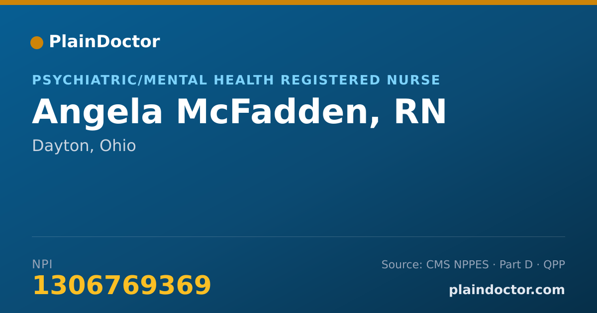 Shareable card for Angela McFadden, RN - Psychiatric/Mental Health Registered Nurse, Dayton, OH