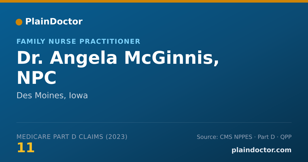 Shareable card for Angela McGinnis, NPC - Family Nurse Practitioner, Des Moines, IA
