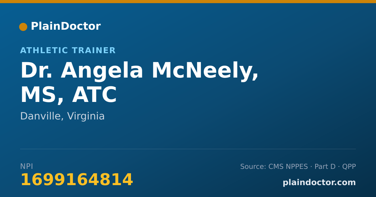 Shareable card for Angela McNeely, MS, ATC - Athletic Trainer, Danville, VA