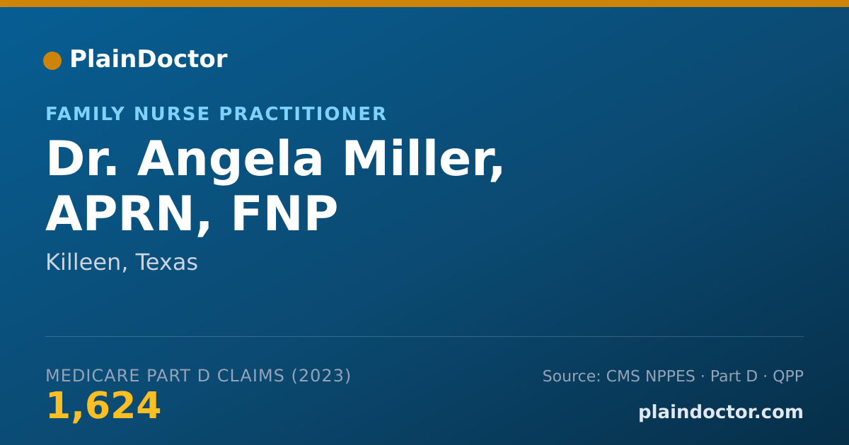 Shareable card for Angela Miller, APRN, FNP - Family Nurse Practitioner, Killeen, TX