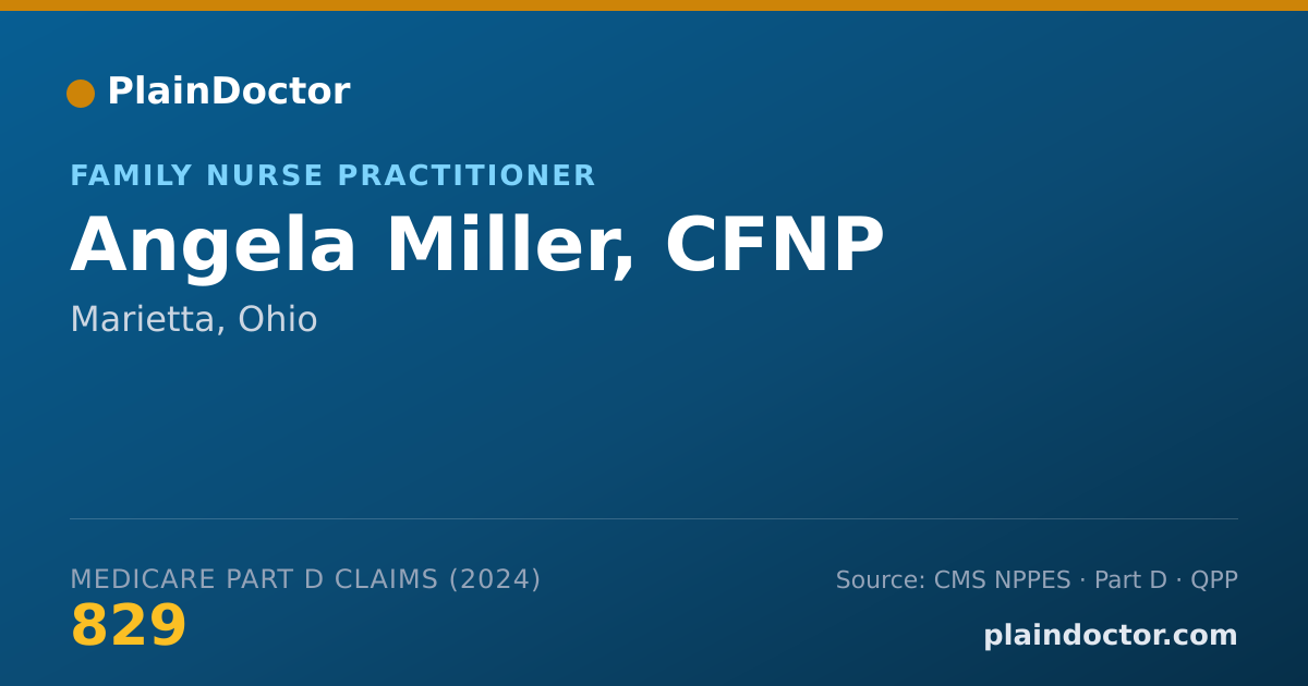 Shareable card for Angela Miller, CFNP - Family Nurse Practitioner, Marietta, OH