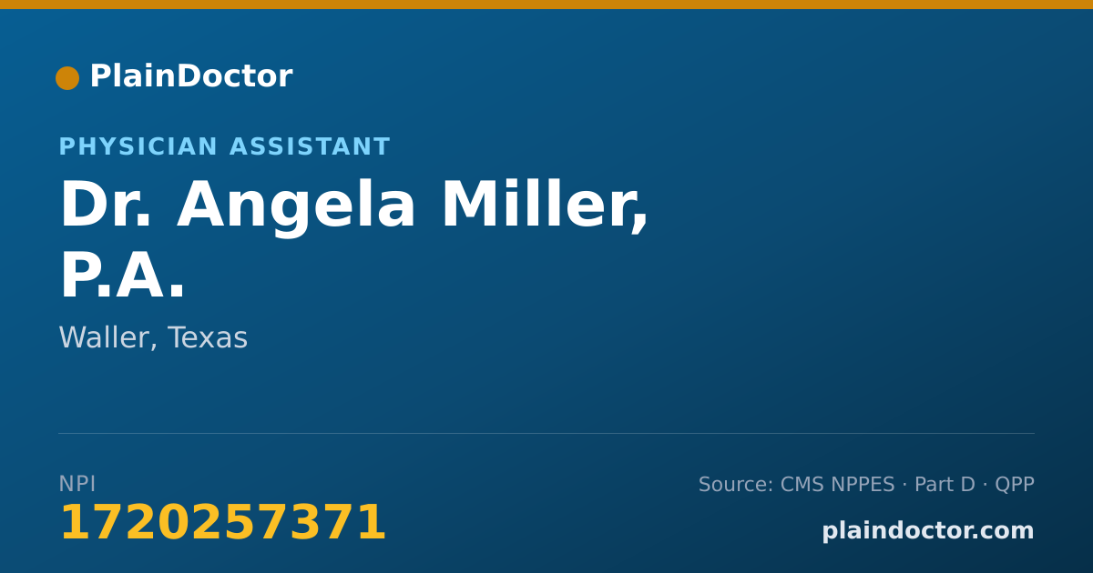 Shareable card for Angela Miller, P.A. - Physician Assistant, Waller, TX
