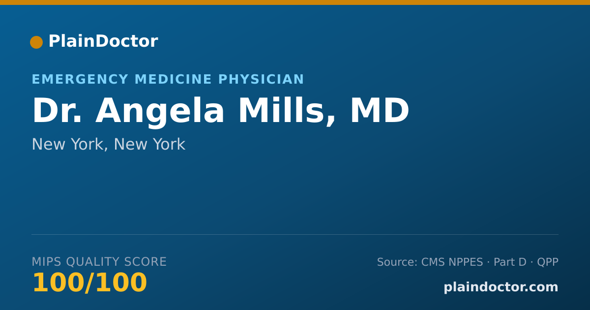 Shareable card for Angela Mills, MD - Emergency Medicine Physician, New York, NY