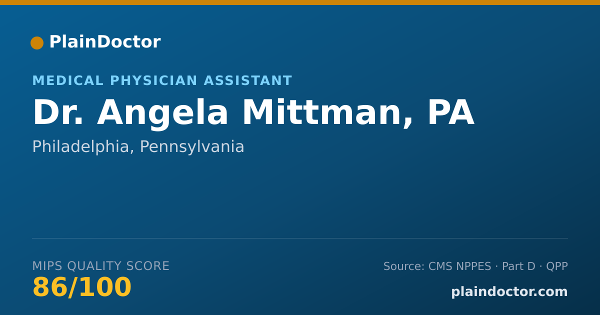 Shareable card for Angela Mittman, PA - Medical Physician Assistant, Philadelphia, PA