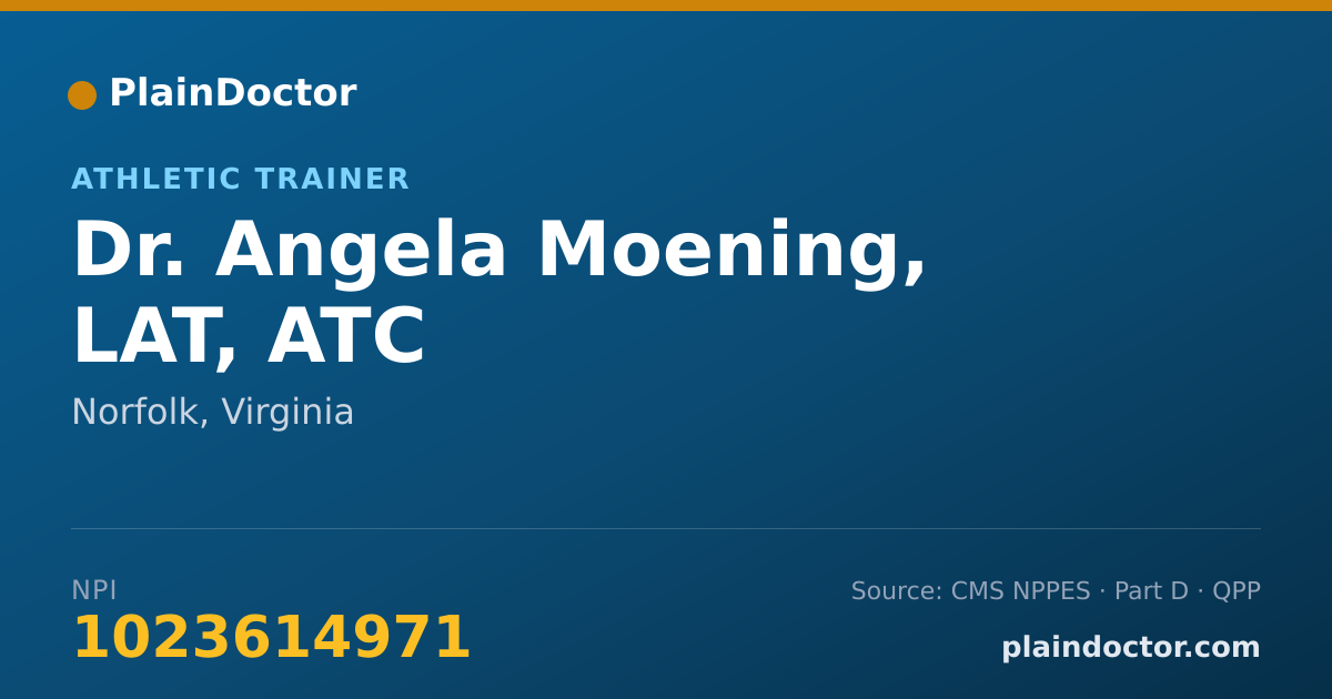 Shareable card for Angela Moening, LAT, ATC - Athletic Trainer, Norfolk, VA