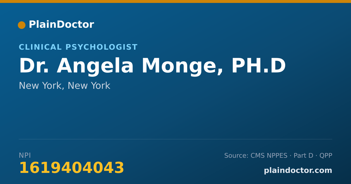 Shareable card for Angela Monge, PH.D - Clinical Psychologist, New York, NY