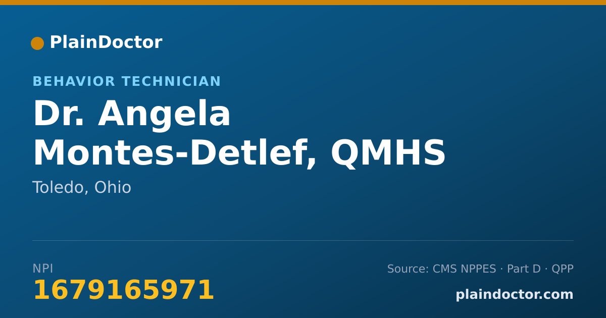Shareable card for Angela Montes-Detlef, QMHS - Behavior Technician, Toledo, OH