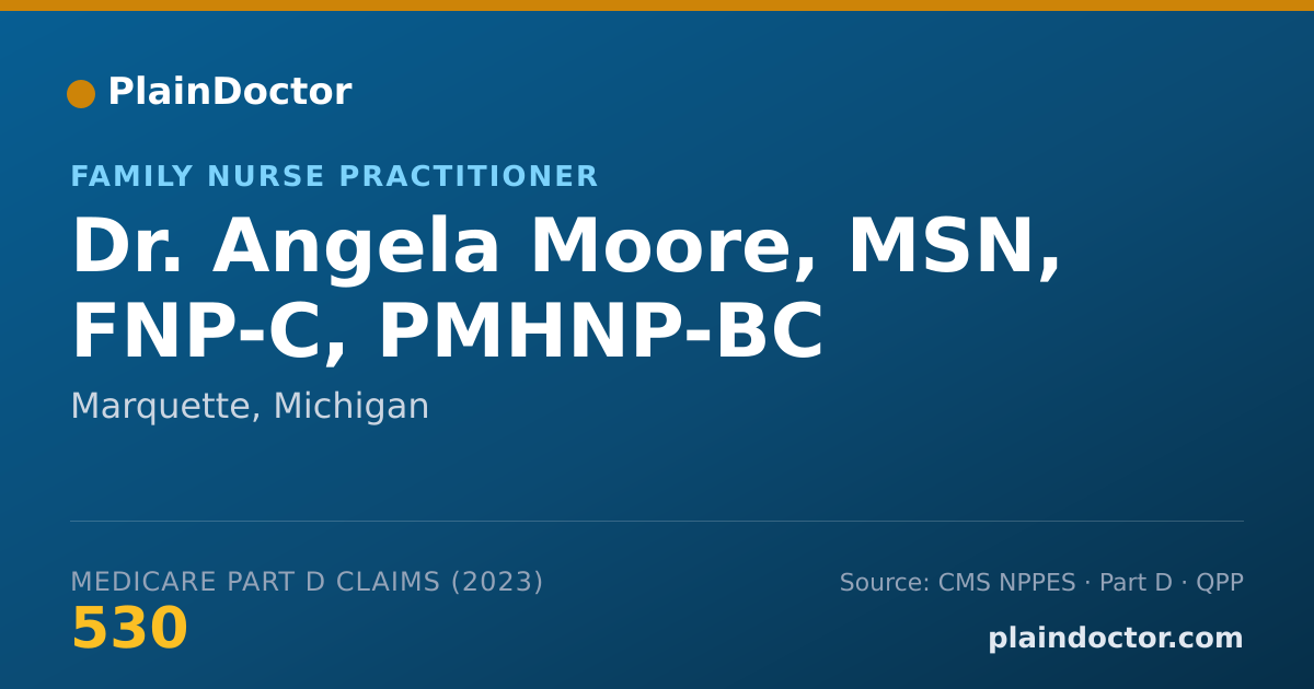 Shareable card for Angela Moore, MSN, FNP-C, PMHNP-BC - Family Nurse Practitioner, Marquette, MI