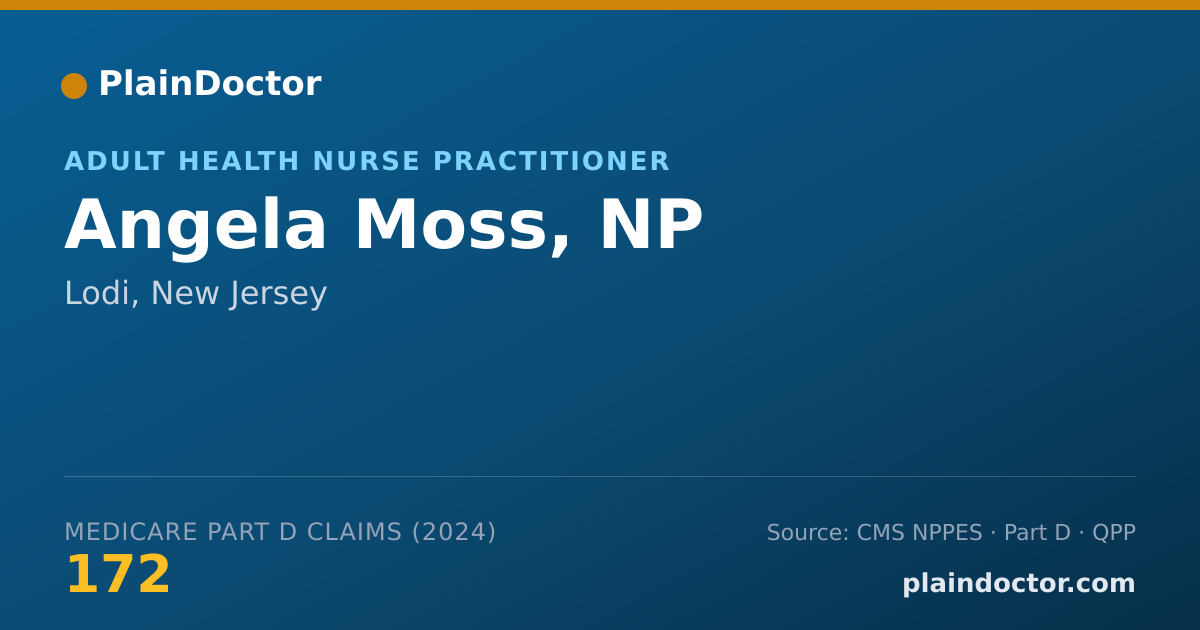Shareable card for Angela Moss, NP - Adult Health Nurse Practitioner, Lodi, NJ