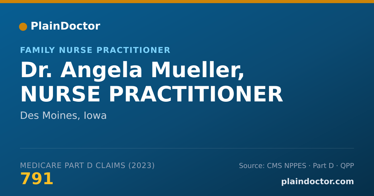 Shareable card for Angela Mueller, NURSE PRACTITIONER - Family Nurse Practitioner, Des Moines, IA