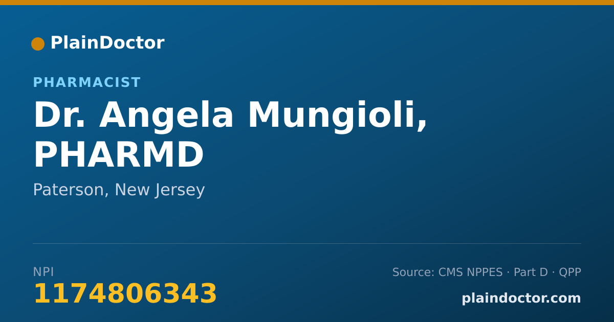 Shareable card for Angela Mungioli, PHARMD - Pharmacist, Paterson, NJ