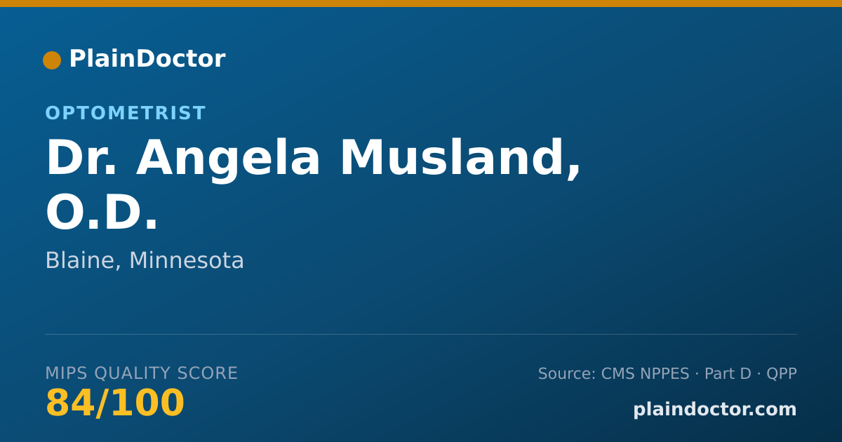 Shareable card for Angela Musland, O.D. - Optometrist, Blaine, MN