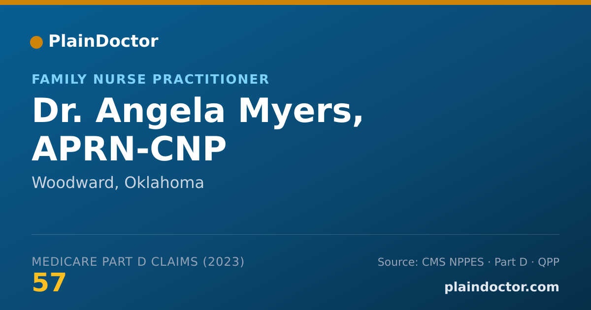 Shareable card for Angela Myers, APRN-CNP - Family Nurse Practitioner, Woodward, OK