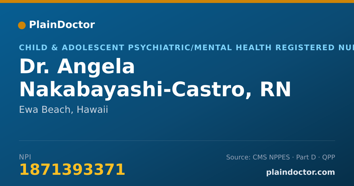 Shareable card for Angela Nakabayashi-Castro, RN - Child & Adolescent Psychiatric/Mental Health Registered Nurse, Ewa Beach, HI