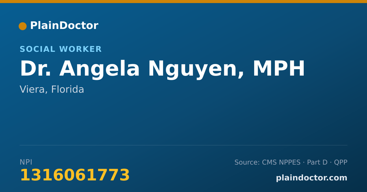 Shareable card for Angela Nguyen, MPH - Social Worker, Viera, FL