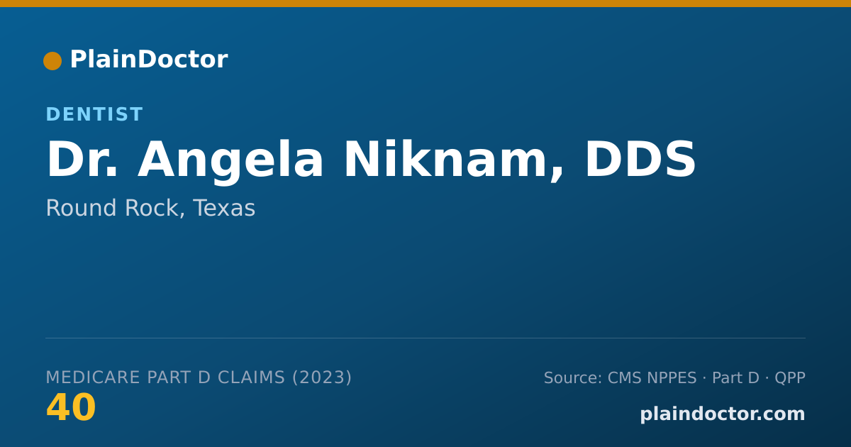 Shareable card for Angela Niknam, DDS - Dentist, Round Rock, TX