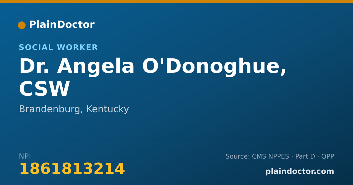 Shareable card for Angela O'Donoghue, CSW - Social Worker, Brandenburg, KY