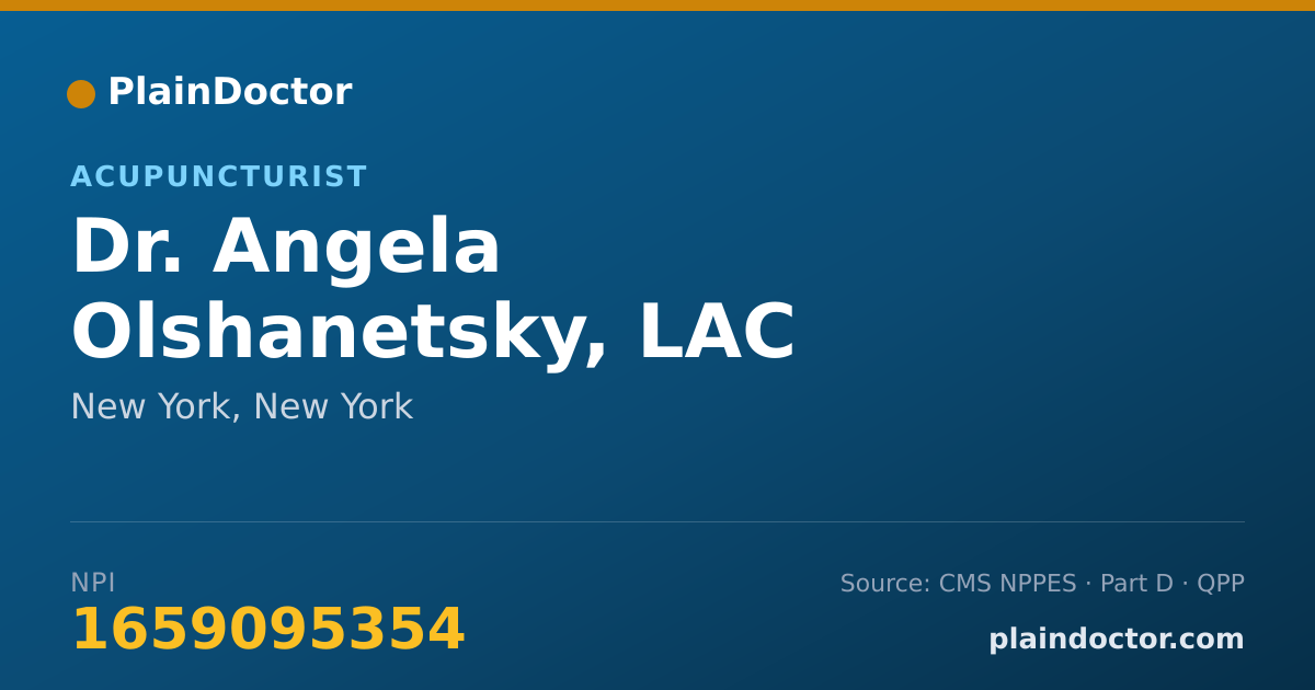 Shareable card for Angela Olshanetsky, LAC - Acupuncturist, New York, NY