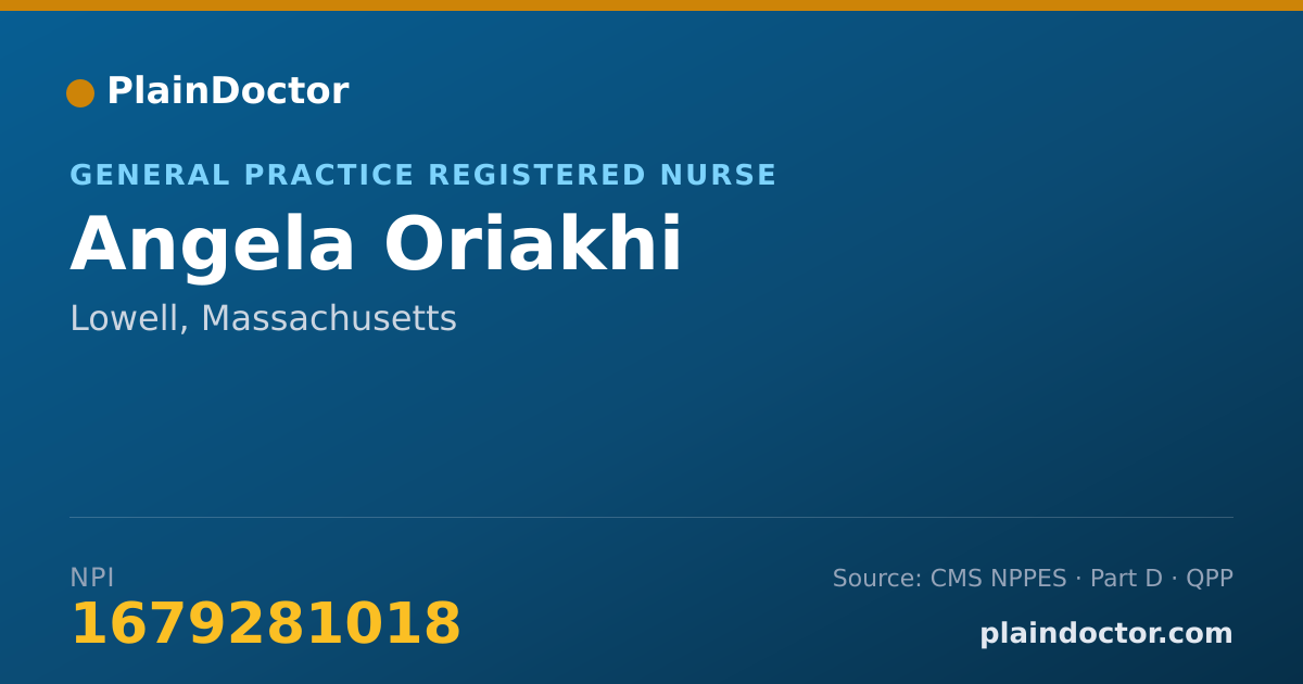 Shareable card for Angela Oriakhi - General Practice Registered Nurse, Lowell, MA