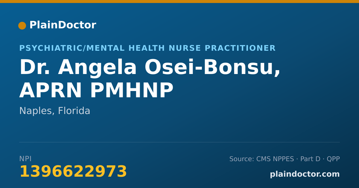 Shareable card for Angela Osei-Bonsu, APRN PMHNP - Psychiatric/Mental Health Nurse Practitioner, Naples, FL