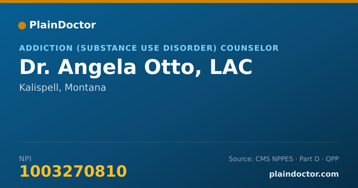 Shareable card for Angela Otto, LAC - Addiction (Substance Use Disorder) Counselor, Kalispell, MT