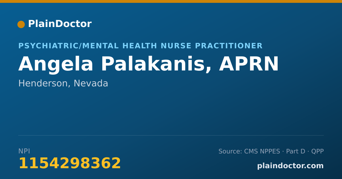 Shareable card for Angela Palakanis, APRN - Psychiatric/Mental Health Nurse Practitioner, Henderson, NV