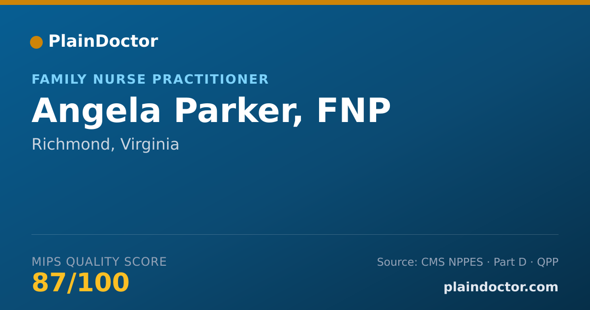 Shareable card for Angela Parker, FNP - Family Nurse Practitioner, Richmond, VA