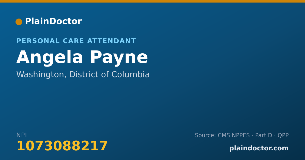 Shareable card for Angela Payne - Personal Care Attendant, Washington, DC