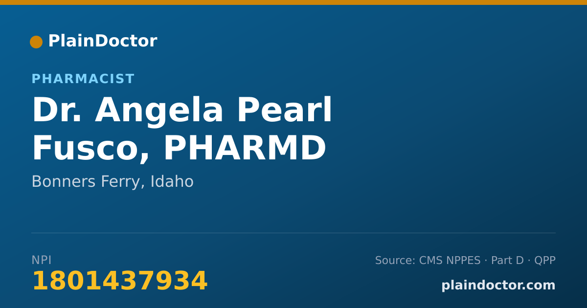 Shareable card for Angela Pearl Fusco, PHARMD - Pharmacist, Bonners Ferry, ID