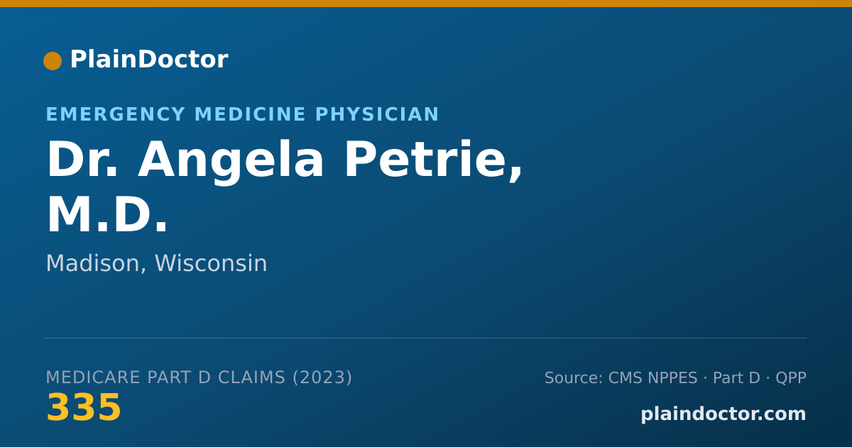 Shareable card for Angela Petrie, M.D. - Emergency Medicine Physician, Madison, WI