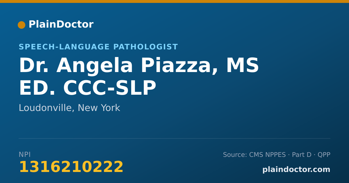 Shareable card for Angela Piazza, MS ED. CCC-SLP - Speech-Language Pathologist, Loudonville, NY