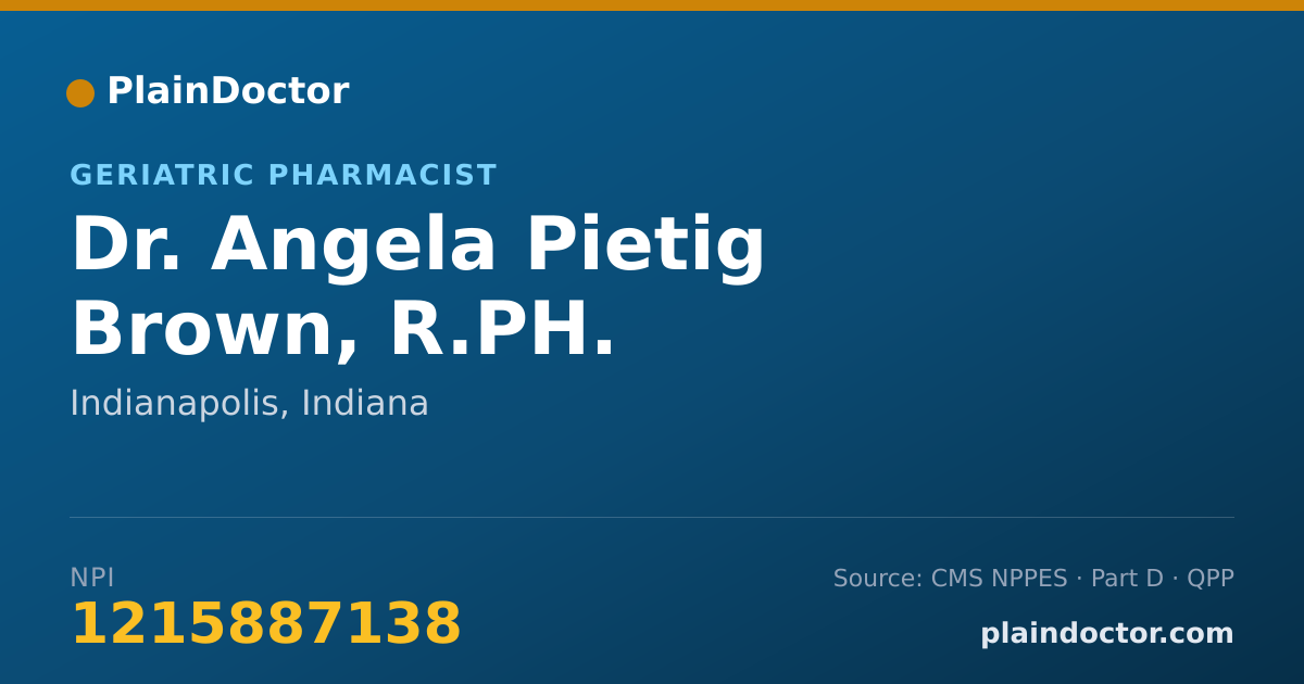 Shareable card for Angela Pietig Brown, R.PH. - Geriatric Pharmacist, Indianapolis, IN