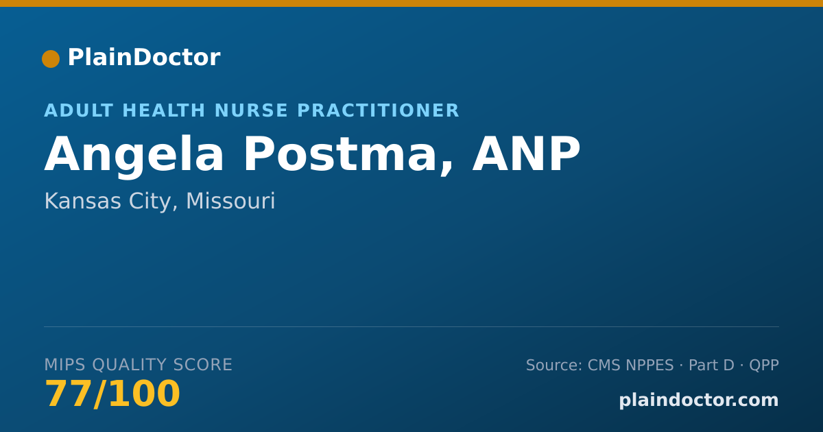 Shareable card for Angela Postma, ANP - Adult Health Nurse Practitioner, Kansas City, MO