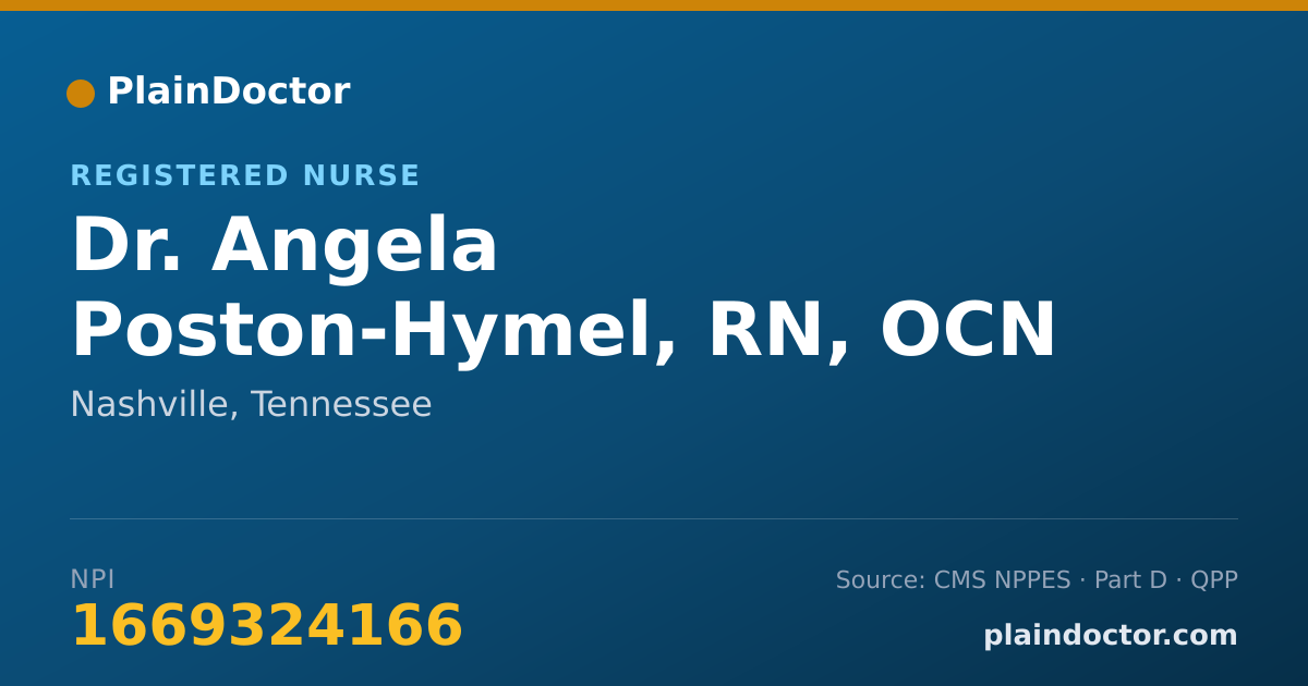 Shareable card for Angela Poston-Hymel, RN, OCN - Registered Nurse, Nashville, TN