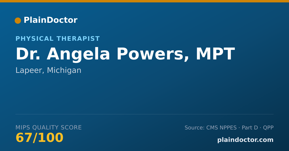 Shareable card for Angela Powers, MPT - Physical Therapist, Lapeer, MI