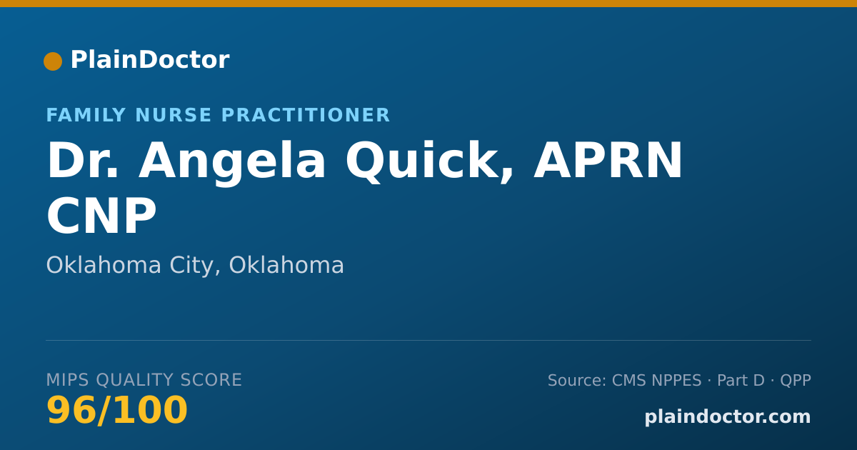 Shareable card for Angela Quick, APRN CNP - Family Nurse Practitioner, Oklahoma City, OK