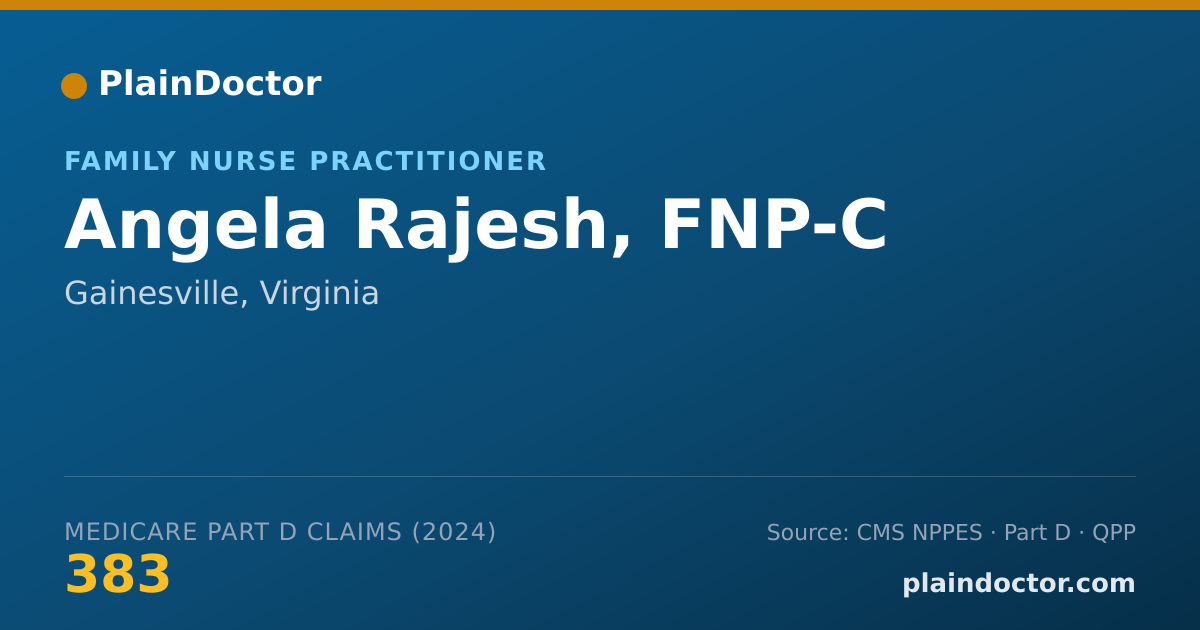 Shareable card for Angela Rajesh, FNP-C - Family Nurse Practitioner, Gainesville, VA