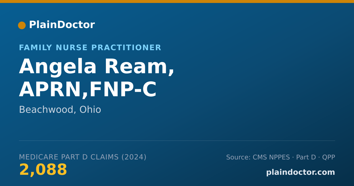 Shareable card for Angela Ream, APRN,FNP-C - Family Nurse Practitioner, Beachwood, OH
