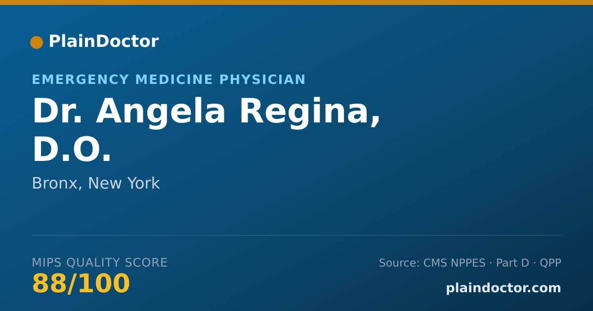 Shareable card for Angela Regina, D.O. - Emergency Medicine Physician, Bronx, NY