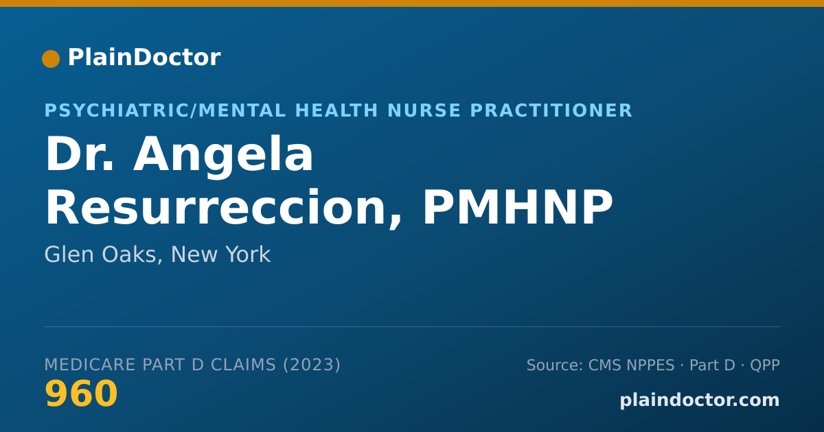 Shareable card for Angela Resurreccion, PMHNP - Psychiatric/Mental Health Nurse Practitioner, Glen Oaks, NY
