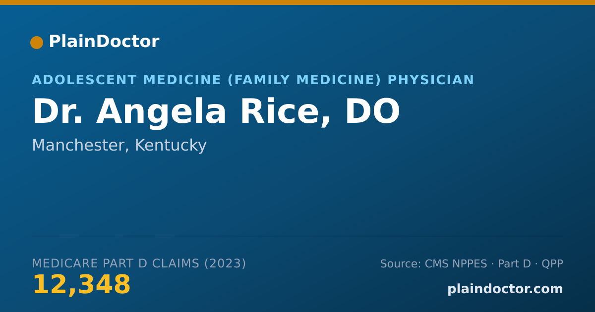 Shareable card for Angela Rice, DO - Adolescent Medicine (Family Medicine) Physician, Manchester, KY