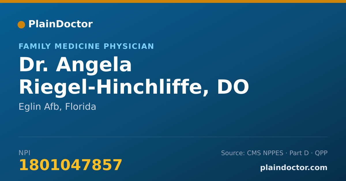 Shareable card for Angela Riegel-Hinchliffe, DO - Family Medicine Physician, Eglin Afb, FL