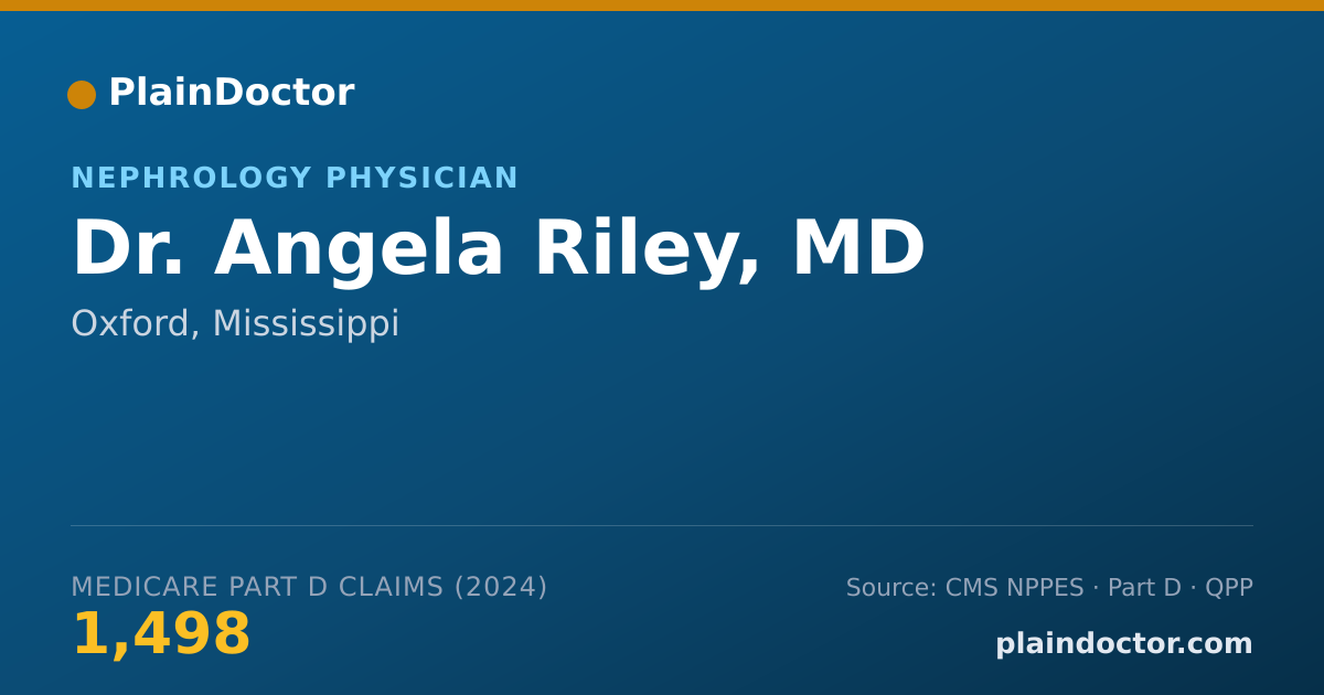 Shareable card for Angela Riley, MD - Nephrology Physician, Oxford, MS