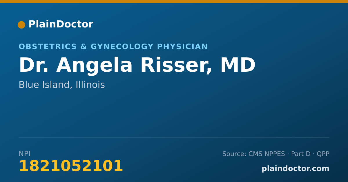 Shareable card for Angela Risser, MD - Obstetrics & Gynecology Physician, Blue Island, IL