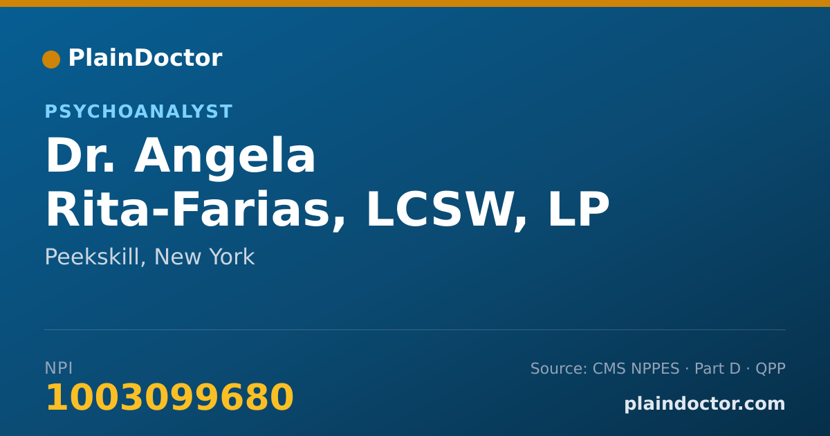 Shareable card for Angela Rita-Farias, LCSW, LP - Psychoanalyst, Peekskill, NY